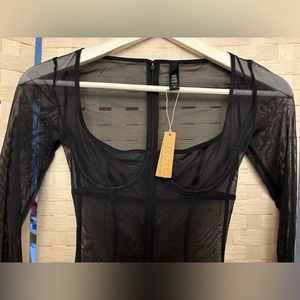 skims ultra fine mesh catsuit onyx xs